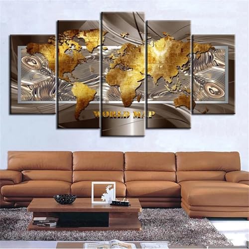 Yoonqun 5 Stück Abstrakte Weltkarten Diamond Painting Erwachsene 5D Diamant Painting Bilder Set,DIY Rund Vollbohrer Stickerei Diamant Malerei Strass Kreuzstich Kunsthandwerk für Wohnzimmer Wanddeko von Yoonqun