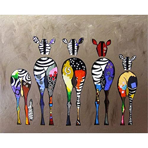 Yoonqun 5D Diamond Painting Buntes Zebra, DIY Diamant Painting kit für Erwachsene/Kinder, Diamant Gemälde Kristall Strass Stickerei Kreuzstich Leinwand Handwerk Heimwand Dekor Round Drill 25x35cm von Yoonqun