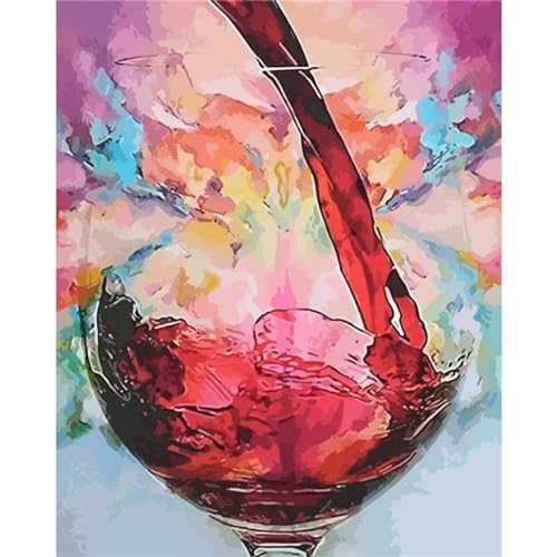 Yoonqun Abstrakter Wein Malen Nach Zahlen Set,40x50cm Malen Nach Zahlen Erwachsene DIY inklusive Pinsel und Acrylfarben Handgemalt Ölgemälde Kit Startseite Wandkunst Dekoration - ohne Rahmen von Yoonqun