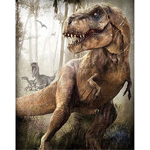 Yoonqun Diamond Painting Set Full, Dinosaurier 5D Diamant Painting Bilder, Erwachsene/Kinder DIY Große Stickerei Kreuzstich Leinwand Handwerk für Haus Wand Dekoratione Geschenk Square Drill 30x40cm von Yoonqun