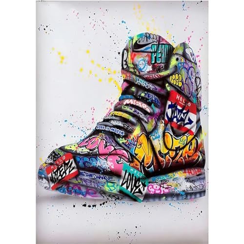 Yoonqun Graffiti Schuhe Malen Nach Zahlen Set,40x50cm Malen Nach Zahlen Erwachsene DIY inklusive Pinsel und Acrylfarben Handgemalt Ölgemälde Kit Startseite Wandkunst Dekoration - ohne Rahmen von Yoonqun