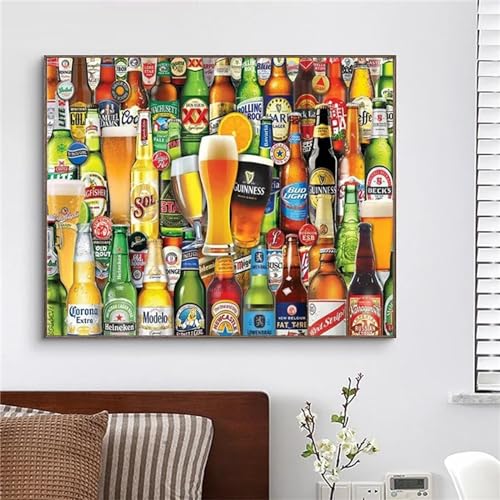 Yoonqun Malen Nach Zahlen Erwachsene,Bier-Landschaft DIY Ölgemälde auf Leinwand Erwachsene Kinder Ölgemälde Kit mit Pinseln und Acrylfarbe für Home Décor (ohne Rahmen) 40x50cm von Yoonqun