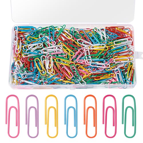 500 Stück Büroklammern, 28mm Briefklammern Bunt Aktenklammern Metall Paper Clips mit Aufbewahrungsbox für Büro Schule Dokumentenorganisation von Yoosso