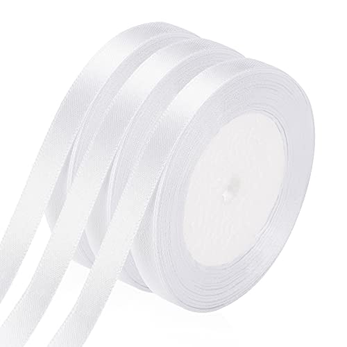 66m Satinband Weiss, 10mm Geschenkband Weiss Schleifenband Geschenkband Hochzeit Dekoband für Geburtstag Party Taufe Konfirmation Bastelarbeiten (22m/Rolle) von Yoosso