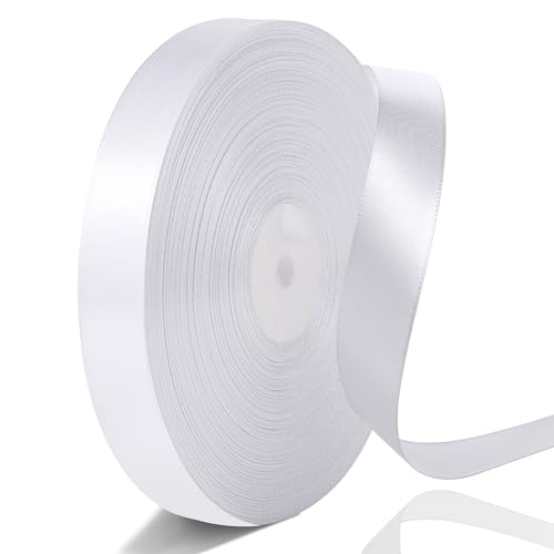 91m Satinband Weiss, 2cm Geschenkband Hochzeit Seidenband Dekoband Stoffband Weißes Band für Hochzeitsdeko Kommunion Geburtstag Party Geschenkverpackung von Yoosso