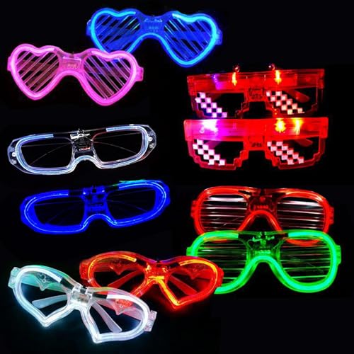 Yootiko 10 Stück Partybrille Leuchtende Neon Party Led Brille Flashing Shutter Shades Herzform Festliche Leuchtbrillen Lustige Kindergeburtstag Mitgebsel Für Kinder Erwachsene Karneval Weihnachten von Yootiko