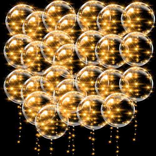 Yootiko 18 Stück Bobo Klar Luftballons, 18 Zoll LED Leuchtende Luftballons Befüllbar mit Konfetti Helium LED Lichterketten C Transparent Ballons für Geburtstag Hochzeit Party Dekoration von Yootiko