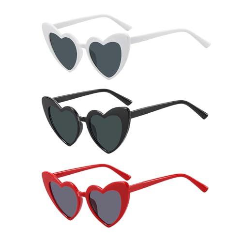 Yootiko 3 Paar Herz Sonnenbrille Damen Jga Partybrillen Set Vintage Hippie Lustige Herzform Brille Team Braut Herzbrillen Für Geburtstagsfeier, Hochzeit,Halloween, Weihnachten Bunt von Yootiko