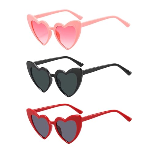 Yootiko 3 Paar Herz Sonnenbrille Damen Jga Partybrillen Set Vintage Hippie Lustige Herzform Brille Team Braut Herzbrillen Für Geburtstagsfeier, Hochzeit,Halloween, Weihnachten Bunt von Yootiko