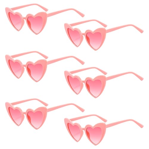 Yootiko 6 Stück Herz Sonnenbrille Für Damen Partybrille Lustige Herzbrille Set Hochzeit Team Braut Jga Hippie Herzbrillen Für Geburtstagsfeier,Urlaubsreisen,Karneval,Halloween, Weihnachten Rosa von Yootiko