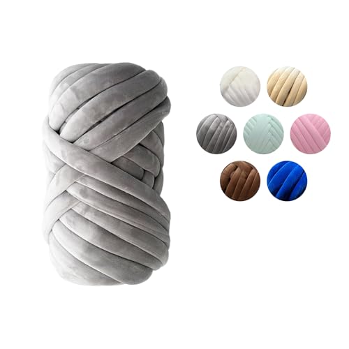 Yootiko Armstricken Wolle 500 g, Chunky Yarn Schlauchgarn Häkelwolle Chunky XXL Wolle zum Handstricke für Anfänger Decken Zierkissen Haustier Bett Sofa Dicke Wolle Garn für Decke Velvet Dunkelgrau von Yootiko