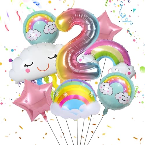 Yootiko Geburtstagsdeko Mädchen 2 Years Pink Star Luftballons Bunt Regenbogen Theme Ballon Deko Geburtstag Kindergeburtstag Feen Party Deko Happy Birthday Folienballon Geburtstag 2 Jahre Für Mädchen von Yootiko