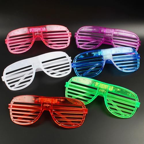 Yootiko LED Leuchtbrille, Shutter Shades Brille mit Leuchtende LED Party Ringe Neon LED Leuchtbrille Flashing Partybrille Kostüm Party Zubehör für Party Halloween Disco Karneval Spielzeug Geschenk von Yootiko