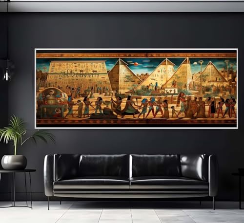 Diamond Painting Ägypten Fresko Diamond Painting Erwachsene Groß xxl 150 X 50cm, DIY Malen Nach Zahlen Erwachsene 5D Diamant Painting Bilder Kinder Crystal Arts für Wand Deko Aesthetic Geschenke-f149 von Yooyixi