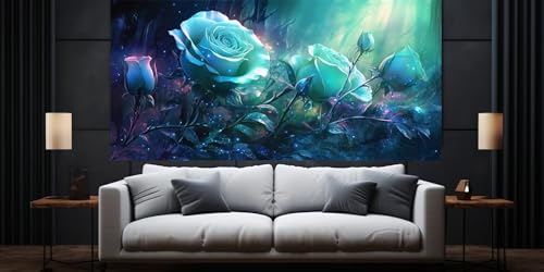 Diamond Painting Blaue Rose Diamond Painting Erwachsene, Groß xxl 120X60cm, 5D Diamant Painting Bilder, DIY Daiming Panting, Malen Nach Zahlen Erwachsene, Crystal Arts Craft, Wand Deko Aesthetic,C345 von Yooyixi