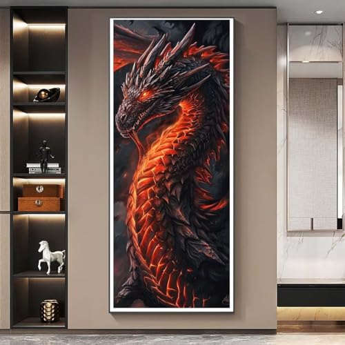 Diamond Painting Drache Tier Diamond Painting Erwachsene Groß xxl 90 X 30 cm, DIY Malen Nach Zahlen Erwachsene 5D Diamant Painting Bilder Kinder Crystal Arts für Wand Deko Aesthetic Geschenke-f394 von Yooyixi