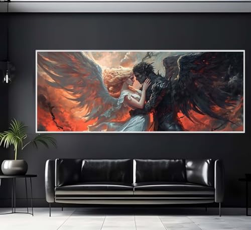 Diamond Painting Engel und Teufel Diamond Painting Erwachsene Groß xxl 120 X 40cm, DIY Malen Nach Zahlen Erwachsene 5D Diamant Painting Bilder Kinder Crystal Arts für Wand Deko Aesthetic Geschenke-f37 von Yooyixi