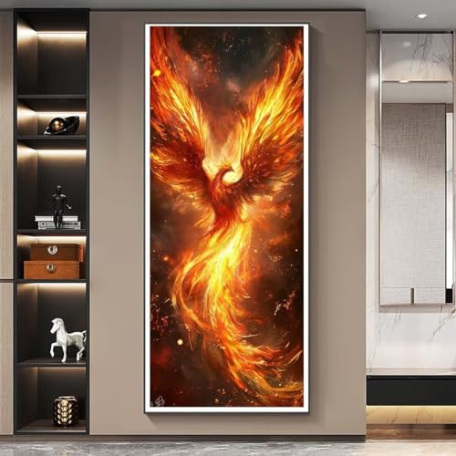 Diamond Painting Feuer Phönix Diamond Painting Erwachsene Groß xxl 120 X 60 cm, DIY Malen Nach Zahlen Erwachsene 5D Diamant Painting Bilder Kinder Crystal Arts für Wand Deko Aesthetic Geschenke-f403 von Yooyixi