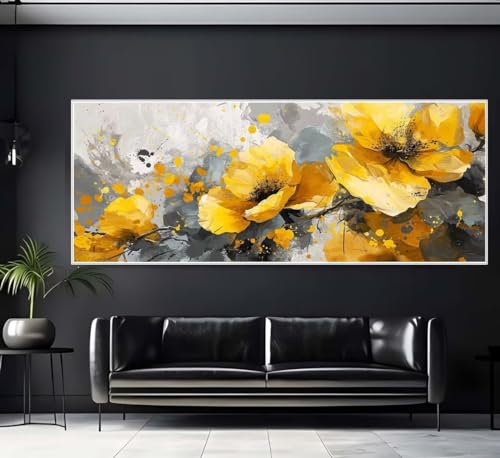 Diamond Painting Gelb Mohn Diamond Painting Erwachsene Groß xxl 80 X 40cm, DIY Malen Nach Zahlen Erwachsene 5D Diamant Painting Bilder Kinder Cross Stickerei Arts für Wand Deko Aesthetic Gifts-f226 von Yooyixi