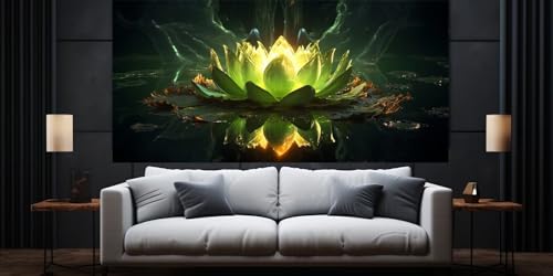 Diamond Painting Grüne Lotusblume Diamond Painting Erwachsene, Groß xxl 100 X 50 cm, 5D Diamant Painting Bilder Kinder, DIY Malen Nach Zahlen Erwachsene, Crystal Arts Craft, Wand Deko Aesthetic,C385 von Yooyixi