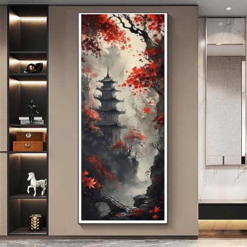 Diamond Painting Japan Landschaft Diamond Painting Erwachsene Groß xxl 120 X 40cm, DIY Malen Nach Zahlen Erwachsene 5D Diamant Painting Bilder Kinder Crystal Arts für Wand Deko Aesthetic Gifts-f335 von Yooyixi