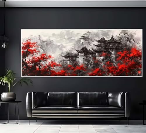 Diamond Painting Japan Landschaft Diamond Painting Erwachsene Groß xxl 150 X 50cm, DIY Malen Nach Zahlen Erwachsene 5D Diamant Painting Bilder Kinder Crystal Arts für Wand Deko Aesthetic Geschenke-f52 von Yooyixi