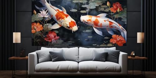 Diamond Painting Koi Diamond Painting Erwachsene, Groß xxl 140 X 70 cm, 5D Diamant Painting Bilder, DIY Daiming Panting, Malen Nach Zahlen Erwachsene, Crystal Arts Craft, Wand Deko Aesthetic,C313 von Yooyixi