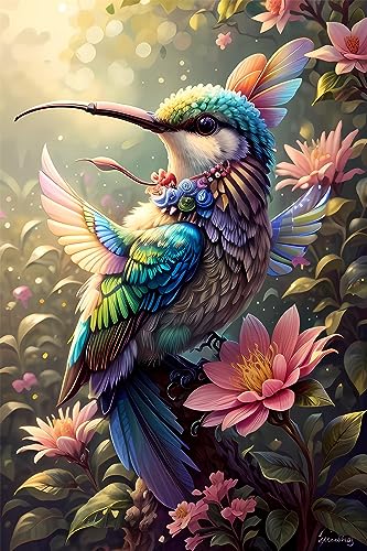 Diamond Painting Kolibri Blume Malen Nach Zahlen Erwachsene, 5D Diamant Painting Bilder DIY Diamond Painting Erwachsene Kinder Stickerei Kreuzstich Set für Home Wand Deko Wohnzimmer, （30x50 cm）,h130 von Yooyixi