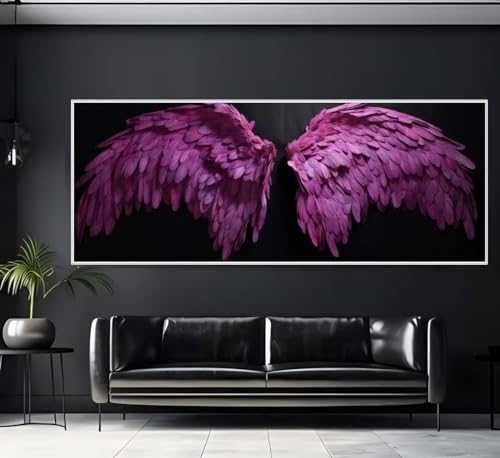 Diamond Painting Lila Flügel Diamond Painting Erwachsene Groß xxl 100 X 50 cm, DIY Malen Nach Zahlen Erwachsene 5D Diamant Painting Bilder Kinder Crystal Arts für Wand Deko Aesthetic Geschenke-f94 von Yooyixi