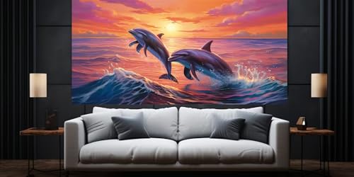 Diamond Painting Malen Nach Zahlen Erwachsene, Delfin Diamond Painting Erwachsene 5D Diamant Painting Bilder, DIY Dimondpaintin Daiming Panting Cross Stickerei für Home Wanddekoration 25x50 cm,D191 von Yooyixi