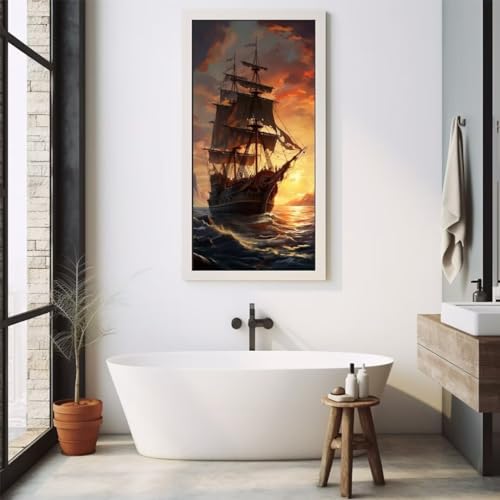 Diamond Painting Malen Nach Zahlen Erwachsene, Mysteriöses Schiff Diamond Painting Erwachsene 5D Diamant Painting Bilder, DIY Daiming Panting Cross Stickerei für Home Wanddekoration 40x80 cm,D519 von Yooyixi