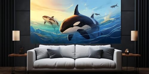 Diamond Painting Malen Nach Zahlen Erwachsene, Orca Diamond Painting Erwachsene 5D Diamant Painting Bilder, DIY Dimondpaintin Daiming Panting Cross Stickerei für Home Wanddekoration 50x100 cm,D230 von Yooyixi