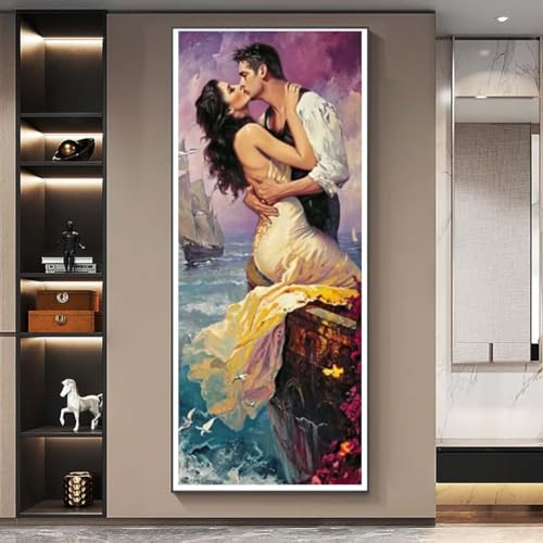 Diamond Painting Malen Nach Zahlen Erwachsene, Paar Küssend Diamond Painting Erwachsene, DIY Diamant Painting Bilder Kinder, 5D Daiming Panting Crystal Craft, Room Wanddekoration Gifts 30x60 cm-e401 von Yooyixi