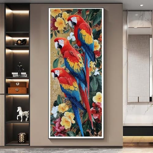 Diamond Painting Malen Nach Zahlen Erwachsene, Papagei Vogel Diamond Painting Erwachsene, DIY Diamant Painting Bilder Kinder, 5D Daiming Panting Crystal Craft, Room Wanddekoration Gifts 40x80 cm-e451 von Yooyixi