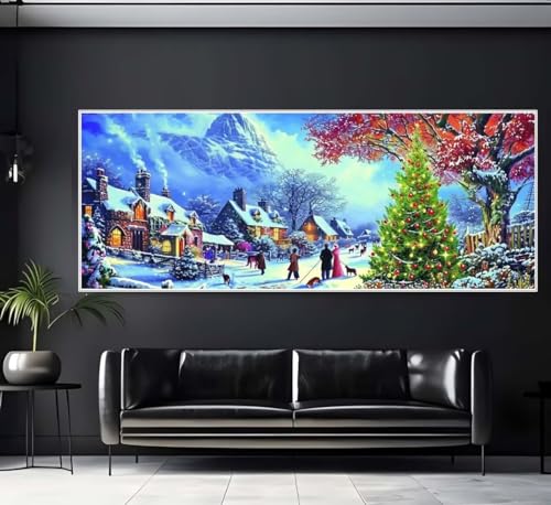 Diamond Painting Malen Nach Zahlen Erwachsene, Weihnachten Dorf Diamond Painting Erwachsene, DIY Diamant Painting Bilder Kinder, 5D Daiming Panting Crystal Craft, Home Wanddekoration 60x180 cm-e113 von Yooyixi