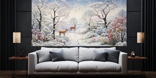 Diamond Painting Malen Nach Zahlen Erwachsene, Winterlicher Wald Diamond Painting Erwachsene 5D Diamant Painting Bilder, DIY Daiming Panting Cross Stickerei für Home Wanddekoration 50x100 cm,D143 von Yooyixi