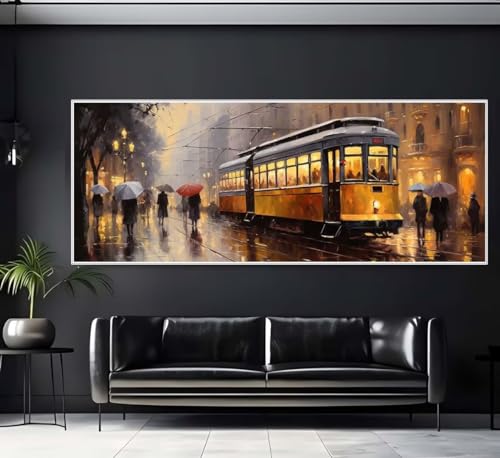 Diamond Painting Stadt Straßenbahn Diamond Painting Erwachsene Groß xxl 150 X 50cm, DIY Malen Nach Zahlen Erwachsene 5D Diamant Painting Bilder Kinder Crystal Arts für Wand Deko Aesthetic Gifts-f142 von Yooyixi