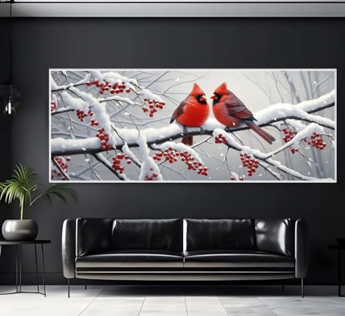 Diamond Painting Vogel Winter Diamond Painting Erwachsene Groß xxl 80 X 40 cm, DIY Malen Nach Zahlen Erwachsene 5D Diamant Painting Bilder Kinder Crystal Arts für Wand Deko Aesthetic Geschenke-f268 von Yooyixi