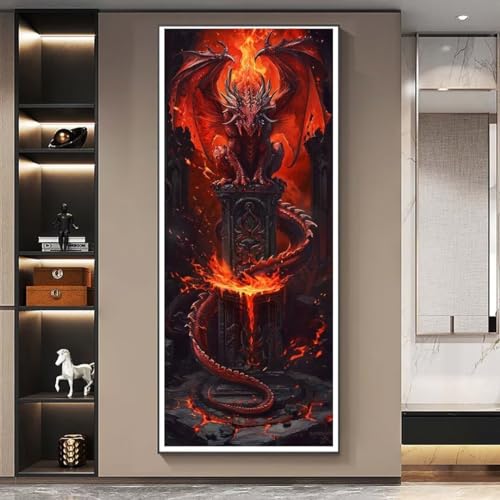 Diamond Painting Westen Drache Diamond Painting Erwachsene Groß xxl 120 X 40 cm, DIY Malen Nach Zahlen Erwachsene 5D Diamant Painting Bilder Kinder Crystal Arts für Wand Deko Aesthetic Geschenke-f398 von Yooyixi