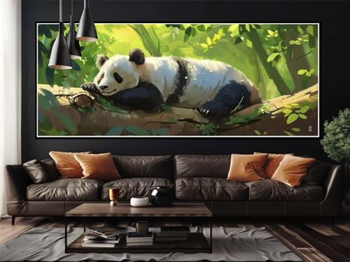 Malen Nach Zahlen Baum Panda Malen Nach Zahlen Erwachsene, DIY Set Ölgemälde Malen Nach Zahlen XXL, Acrylfarben Painting by Numbers Bastelset, für Geschenk Wanddekoration, 50x100cm (Ohne Rahmen)-YH803 von Yooyixi