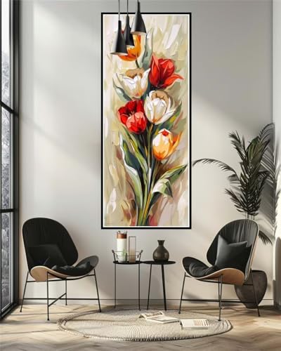 Malen Nach Zahlen Erwachsene Groß 100 X 40 cm, Malen Nach Zahlen Tulpe Blume Paint by Numbers Adult, Acrylfarben Leinwand Malen-Nach-Zahlen Anfänger, für Kreatives Home Wand Dekor, [Ohne Rahmen]-YH389 von Yooyixi