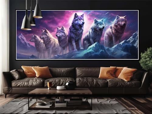 Malen Nach Zahlen Erwachsene Groß 150 X 60 cm, Malen Nach Zahlen Tier Wolf Paint by Numbers Adult, Acrylfarben Leinwand Malen-Nach-Zahlen Anfänger, für Kreatives Home Wand Dekor, [Ohne Rahmen]-YH68 von Yooyixi