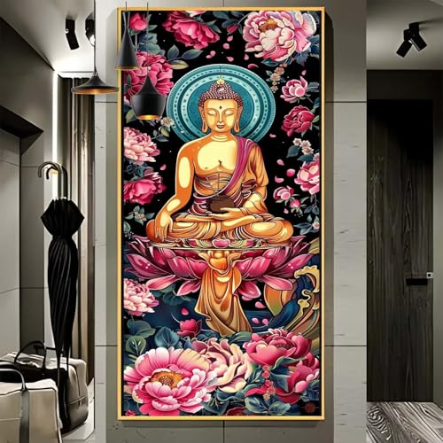 Malen Nach Zahlen Erwachsene Groß 40x120cm， Malen Nach Zahlen Rosa Buddha Paint by Numbers Adult， Acrylfarben Leinwand Malen-Nach-Zahlen Anfänger， für Home Wand Dekor Geschenk， [Ohne Rahmen] F91 von Yooyixi