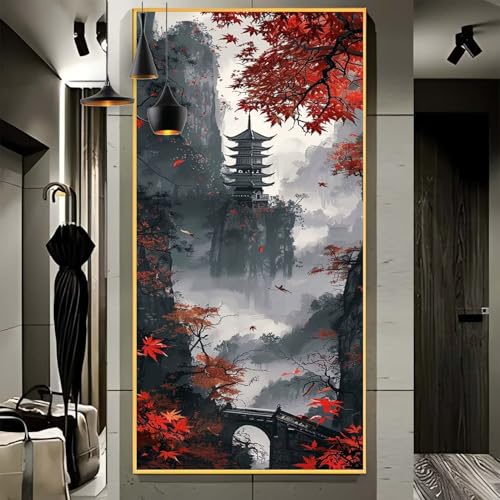 Malen Nach Zahlen Erwachsene Groß 40x120cm，Malen Nach Zahlen Landschaft japanisch Paint by Numbers Adult，Acrylfarben Leinwand Malen-Nach-Zahlen Anfänger，für Home Wand Dekor Geschenk[Ohne Rahmen] G7 von Yooyixi