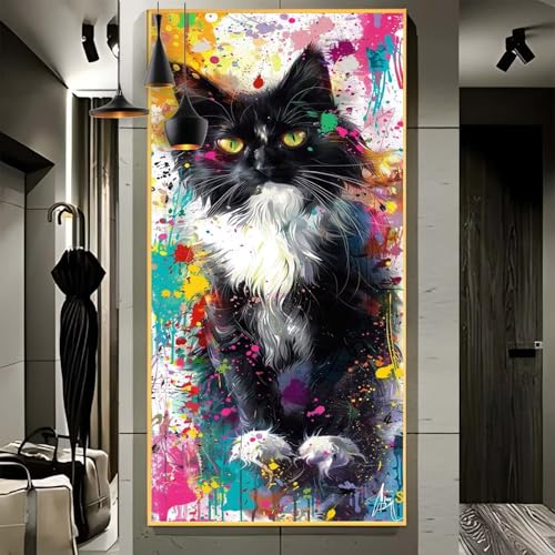 Malen Nach Zahlen Erwachsene Groß 50x100cm， Malen Nach Zahlen Tier Katze Paint by Numbers Adult， Acrylfarben Leinwand Malen-Nach-Zahlen Anfänger， für Home Wand Dekor Geschenk， [Ohne Rahmen] F73 von Yooyixi