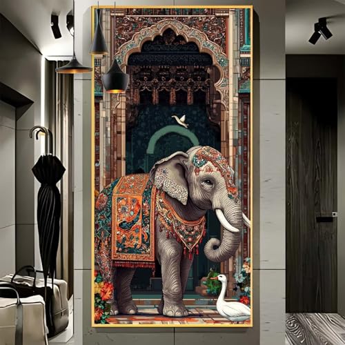 Malen Nach Zahlen Erwachsene Groß 50x150cm， Malen Nach Zahlen Tier Elefant Paint by Numbers Adult， Acrylfarben Leinwand Malen-Nach-Zahlen Anfänger， für Home Wand Dekor Geschenk， [Ohne Rahmen] F67 von Yooyixi