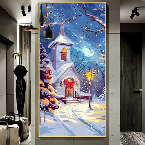 Malen Nach Zahlen Erwachsene Groß 60x150cm， Malen Nach Zahlen Winter Hütte Paint by Numbers Adult， Acrylfarben Leinwand Malen-Nach-Zahlen Anfänger， für Home Wand Dekor Geschenk， [Ohne Rahmen] F66 von Yooyixi