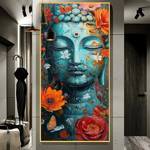 Malen Nach Zahlen Erwachsene Groß 70x180cm， Malen Nach Zahlen Blume Buddha Paint by Numbers Adult， Acrylfarben Leinwand Malen-Nach-Zahlen Anfänger， für Home Wand Dekor Geschenk， [Ohne Rahmen] G91 von Yooyixi