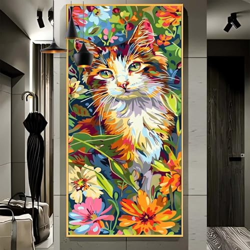 Malen Nach Zahlen Erwachsene Groß 70x180cm， Malen Nach Zahlen Blume Katze Paint by Numbers Adult， Acrylfarben Leinwand Malen-Nach-Zahlen Anfänger， für Home Wand Dekor Geschenk， [Ohne Rahmen] H6 von Yooyixi