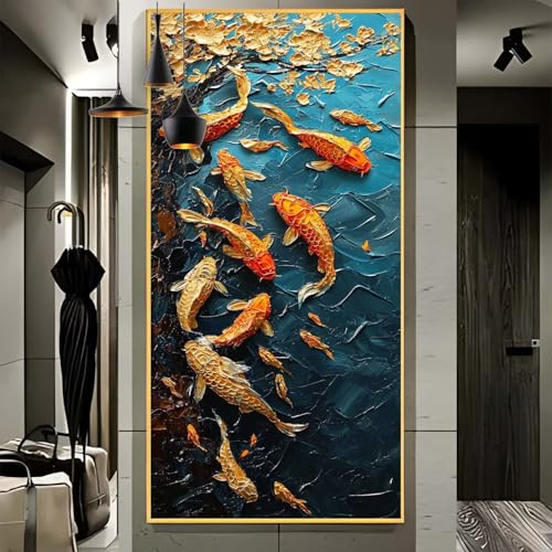 Malen Nach Zahlen Erwachsene Groß 70x180cm， Malen Nach Zahlen Blume Koi-Fische Paint by Numbers Adult， Acrylfarben Leinwand Malen-Nach-Zahlen Anfänger， für Home Wand Dekor Geschenk， [Ohne Rahmen] H2 von Yooyixi